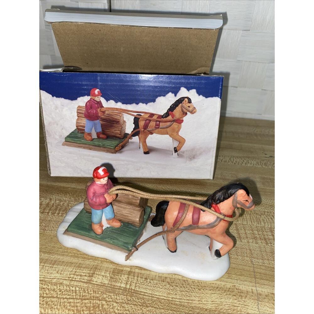 1994 Christmas Valley Season Specialties Horse Sled Lumberjack Boxed New